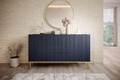 Cabinet with 2 Doors & 3 Drawers Nicole 150cm, dark blue/gold legs