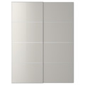 HOKKSUND Pair of sliding doors, high-gloss light grey, 150x201 cm