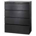 MALM Chest of 4 drawers, black-brown, 80x100 cm