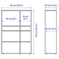 VIHALS Storage combination w glass doors, dark grey/clear glass, 190x37x140 cm