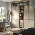 PAX / FORSAND Wardrobe combination, grey-beige/white stained oak effect grey-beige, 250x60x236 cm