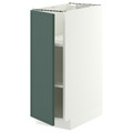 METOD Base cabinet with shelves, white/Aspudden dark grey-green, 30x60 cm