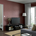 BESTÅ TV bench, black-brown, Selsviken high-gloss/black clear glass, 180x42x39 cm