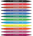Flamingo Double Fibre-Tip Pens Fine & Brush 12 Colours