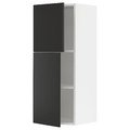 METOD Wall cabinet with shelves/2 doors, white/Nickebo matt anthracite, 40x100 cm