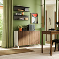 BESTÅ Storage combination with doors, white/Lappviken/Stubbarp walnut effect, 120x42x74 cm