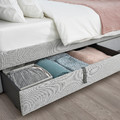 GLADSTAD Upholstered bed, 4 storage boxes, Kabusa light grey, 140x200 cm