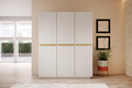 Wardrobe Nicole 150 cm, matt white, gold handles