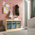 TROFAST Storage combination with boxes, light white stained pine/grey-blue, 93x44x52 cm