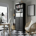 BILLY / OXBERG Bookcase with doors, black oak effect, 80x30x202 cm