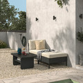 VITTSKÄR Modular chaise longue, outdoor plastic rattan dark grey/Frösön/Duvholmen beige