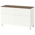 BESTÅ Storage combination w doors/drawers, white/Lappviken/Stubbarp white, 120x42x75 cm