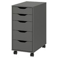 ALEX Drawer unit on castors, dark grey/black, 36x76 cm