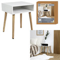 Bedside Table Nightstand Niche, white/natural