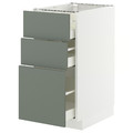 METOD / MAXIMERA Base cabinet with 3 drawers, white/Nickebo matt grey-green, 40x60 cm
