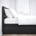 MALM Bed frame, high, w 2 storage boxes, black-brown, Luröy, 140x200 cm