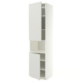 METOD High cab f micro w 2 doors/shelves, white/Aspudden light grey, 60x60x240 cm