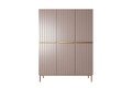 Wardrobe with Drawer Unit Nicole 150 cm, antique pink, gold handles and legs