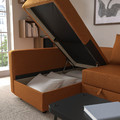 FRIHETEN Corner sofa-bed with storage, Faringe brown-orange