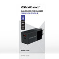 Qoltec Wall Charger EU Plug GaN Power PRO 1xUSB C, 1xUSB, 100W
