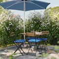 TÄRNÖ Table+4 chairs, outdoor, foldable black/light brown stained/foldable Klösan dark blue, 100x54 cm