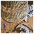 TORARED / HAVSDJUP Pendant lamp, handmade sedge/black, 36 cm