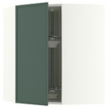 METOD Corner wall cabinet with carousel, white/Aspudden dark grey-green, 68x80 cm