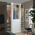 PAX / GRIMO Wardrobe with sliding doors, white/clear glass white, 150x66x236 cm