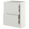 METOD/MAXIMERA Base cab with 2 fronts/3 drawers, white/Aspudden light grey, 60x37 cm
