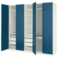 PAX / FYRUDDEN Wardrobe combination, white/blue, 250x60x236 cm