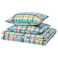 HÖSTGENTIANA Duvet cover and 2 pillowcases, multicolour/check, 200x200/50x60 cm