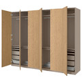 PAX / STORKLINTA Wardrobe combination, grey-beige/oak effect, 300x60x236 cm