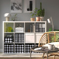 TJENA Storage box with lid, white black/dotted, 32x35x32 cm
