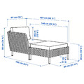 VITTSKÄR Modular chaise longue, with armrest outdoor/plastic rattan dark grey Frösön/Duvholmen beige