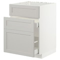 METOD/MAXIMERA Base cab f sink+3 fronts/2 drawers, white/Lerhyttan light grey, 60x61.9x88 cm