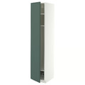 METOD High cabinet w shelves/wire basket, white/Aspudden dark grey-green, 40x60x200 cm