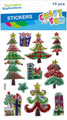 Metallic Christmas Sticker Decorations, Assorted, 10 pcs