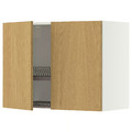 METOD Wall cabinet w dish drainer/2 doors, white/Sinarp oak veneer, 80x60 cm