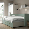 HEMNES Day-bed frame with 3 drawers, grey-green, 80x200 cm
