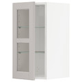 METOD Wall cabinet w shelves/glass door, white/Lerhyttan light grey, 30x60 cm