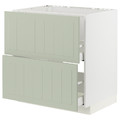 METOD / MAXIMERA Base cab f sink+2 fronts/2 drawers, white/Stensund light green, 80x60 cm