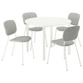 VIHALS / VIHALS Table and 4 chairs, white white/white Tibbleby beige-grey, 107 cm