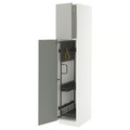 METOD High cabinet with cleaning interior, white/Havstorp light grey, 40x60x200 cm