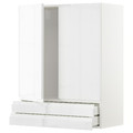 METOD / MAXIMERA Wall cabinet w 2 doors/2 drawers, white/Voxtorp high-gloss/white, 80x100 cm