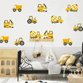 Wall Sticker Set - Construction Vehicles Yellow