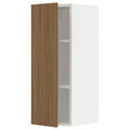 METOD Wall cabinet with shelves, white/Tistorp brown walnut effect, 30x80 cm