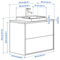 ÄNGSJÖN / BACKSJÖN Wash-stnd w drawers/wash-basin/tap, brown oak effect/white marble effect, 82x49x71 cm