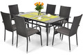 Garden Outdoor Dining Set with 6 Chairs, black