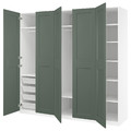 PAX / GRIMO Wardrobe combination, white/grey-green, 250x60x236 cm