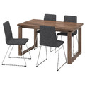 MÖRBYLÅNGA / LILLÅNÄS Table and 4 chairs, oak veneer brown stained/chrome-plated Gunnared dark grey, 140x85 cm